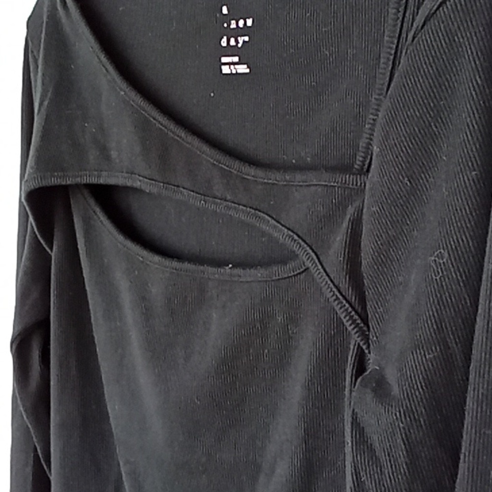 A New Day Cutout Neck Black Long Sleeve Top Excellent Condition - Picture 3 of 4